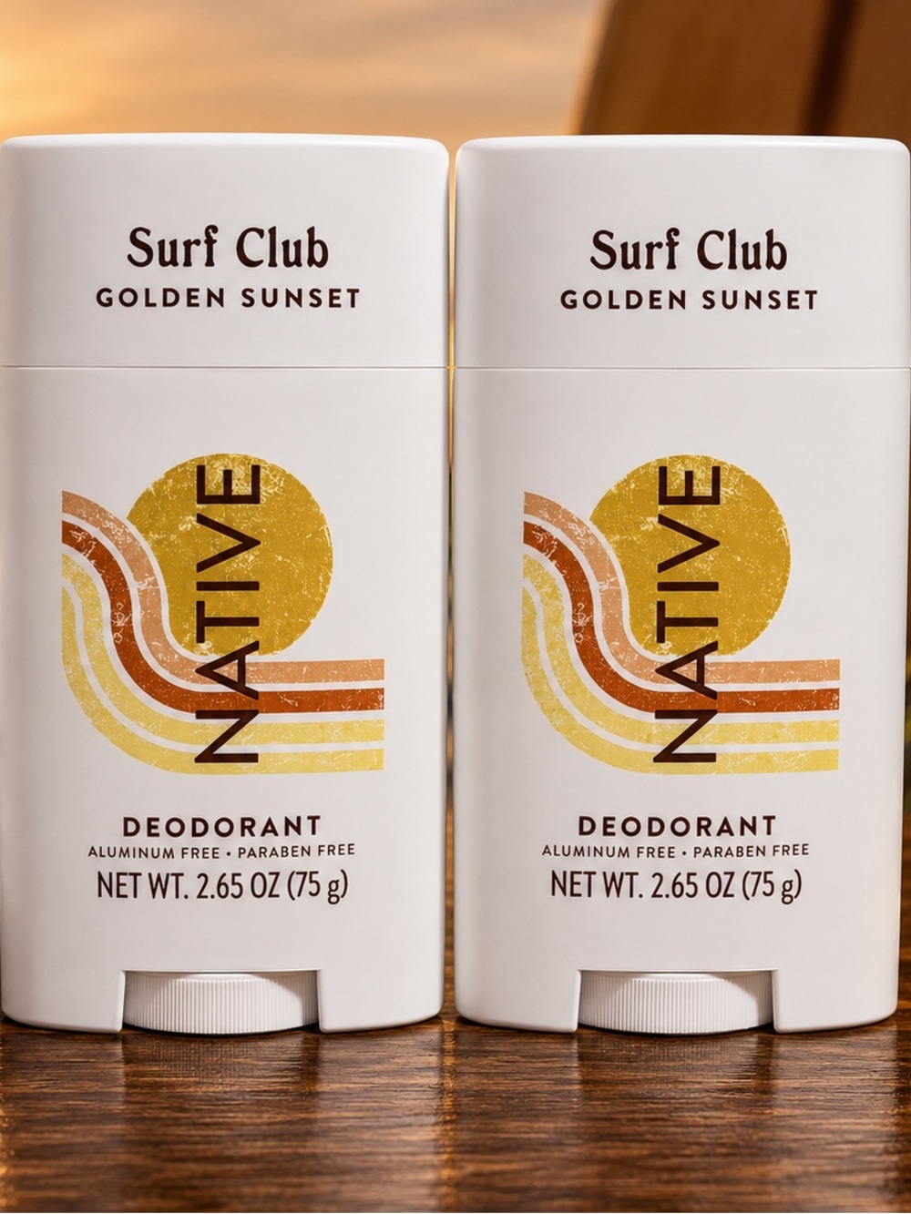 2 Pack Native Surf Club Golden Sunset Deodorant 2.65 oz Aluminum Free